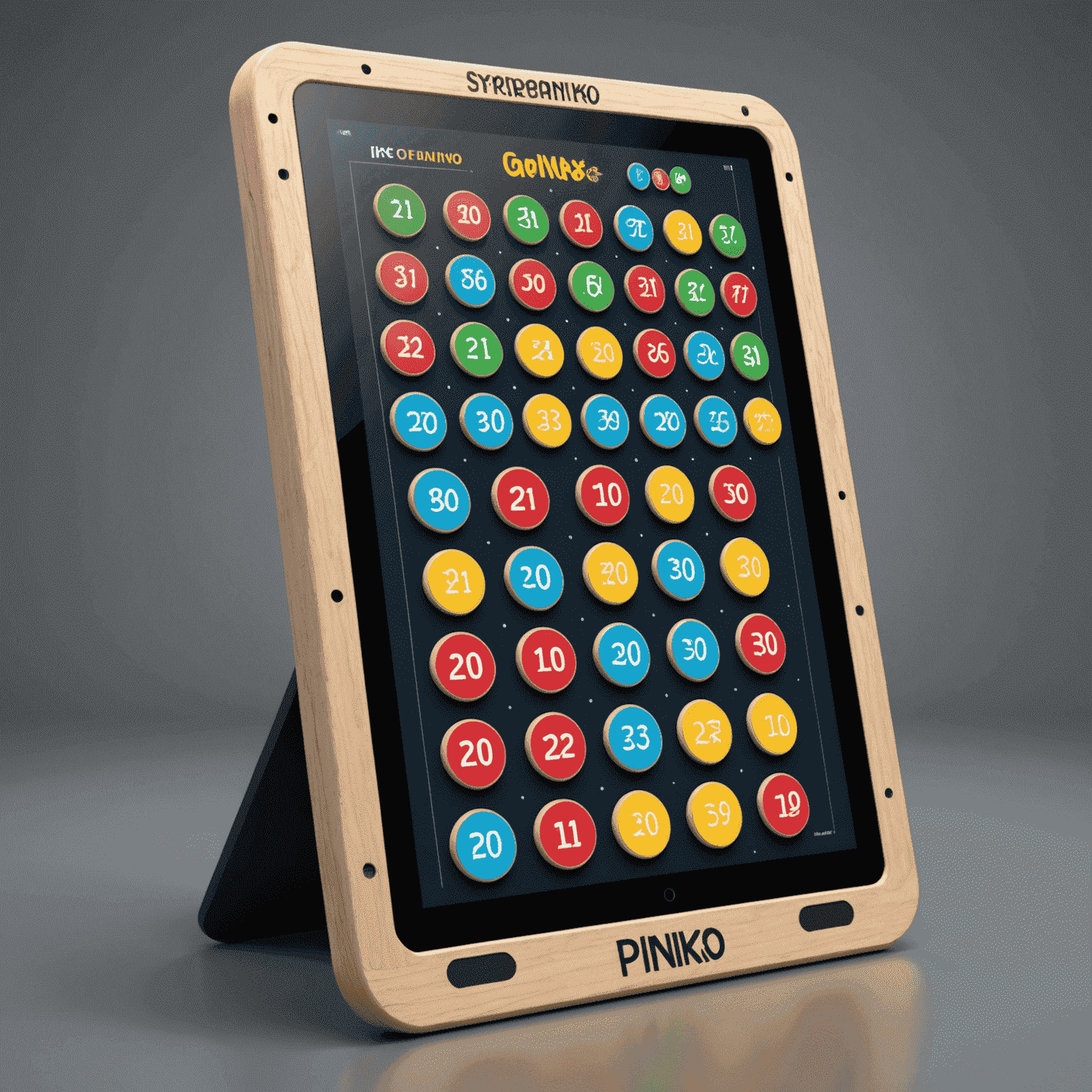 Versión digital de Plinko en una tablet con logotipos de empresa y colores personalizados